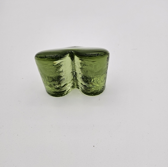 Fire and Light Heart Shaped Green Recycled Glass Paperweight - Picture 3 of 7